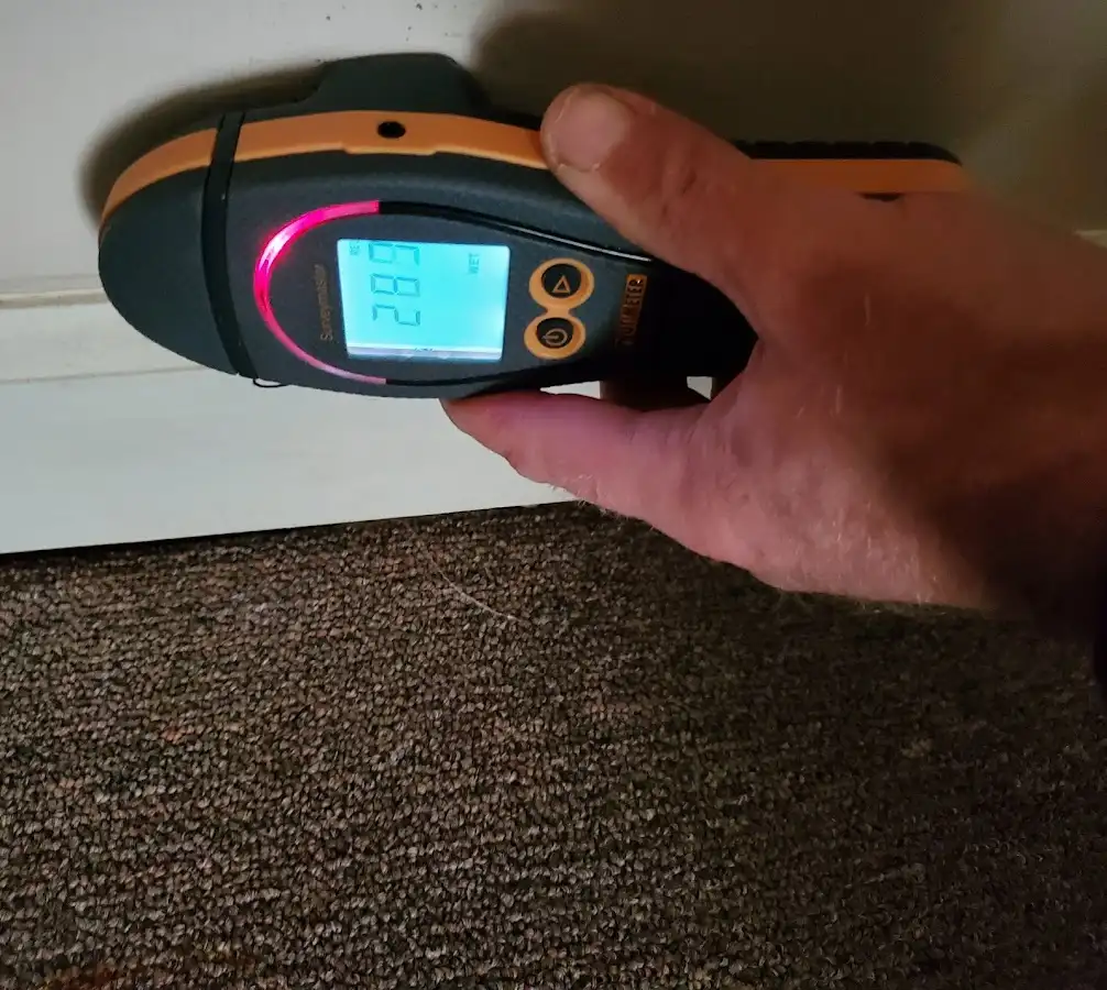 Moisture detection at baseboard during Sewage Cleanup & Sanitation in Loudoun Valley Estates